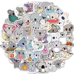 50pcs Koala Cartoon Vinyl Stickers Reusable for Laptops Phones Guitars & More