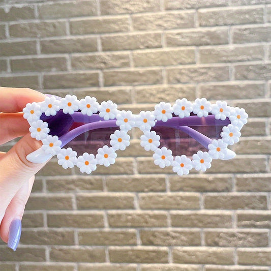 Flower Decor Frame Sun Protection Sunglasses for Kids
