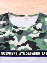 Boys Camo Casual Outfit Round Neck T shirt & Shorts Set