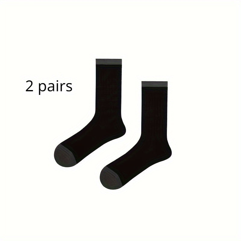 Colorblock Crew Socks, Breathable Mid Tube Stockings