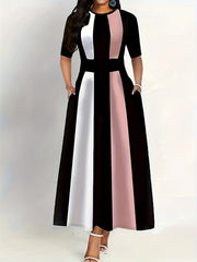 Colorblock Maxi Dress with Pockets