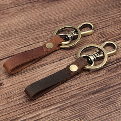 Retro Leather Antique Bronze Car Keychain For Men