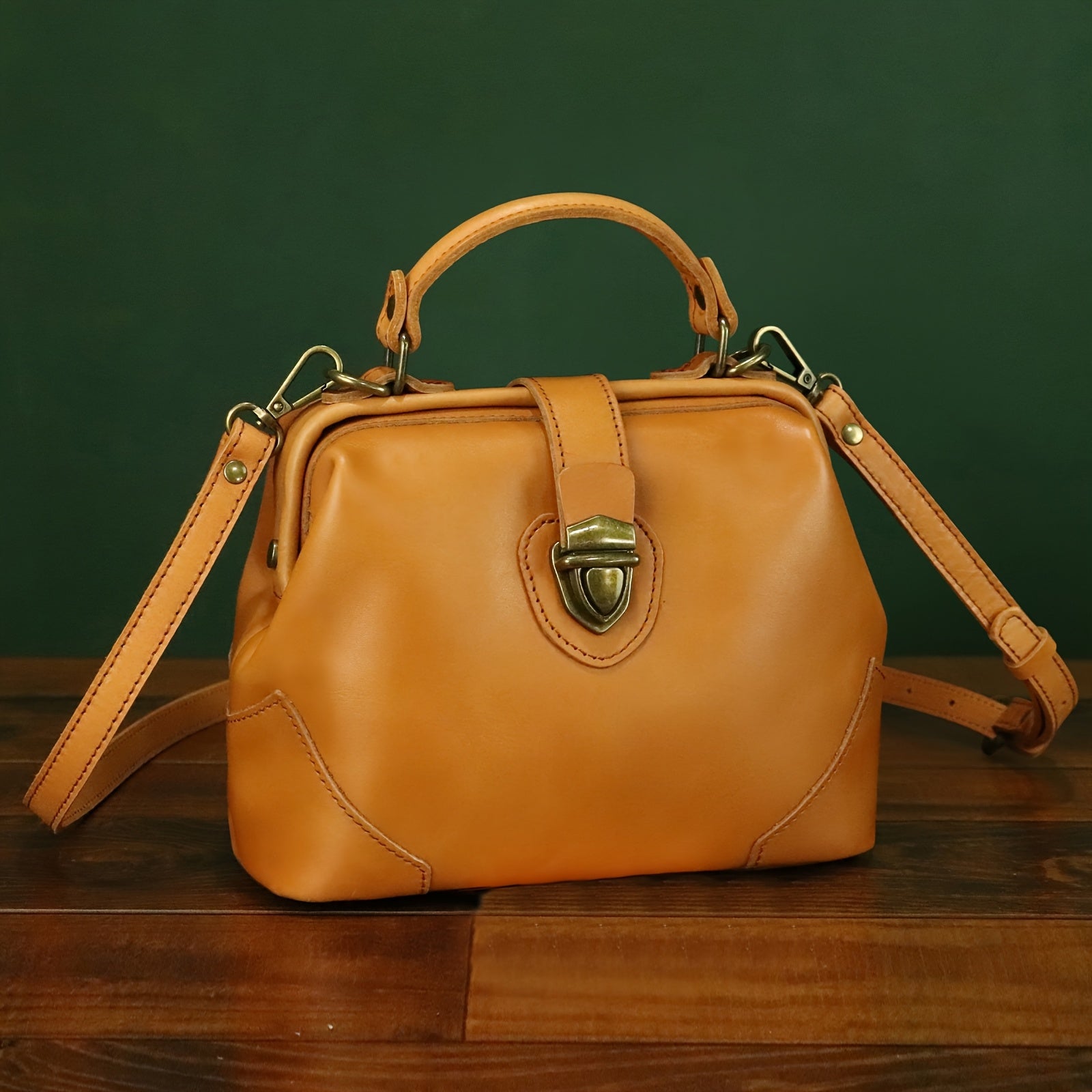 Vintage Leather Small Bag for Women Crossbody Phone Purse Metal Lock Brown