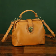 Vintage Leather Small Bag for Women Crossbody Phone Purse Metal Lock Brown