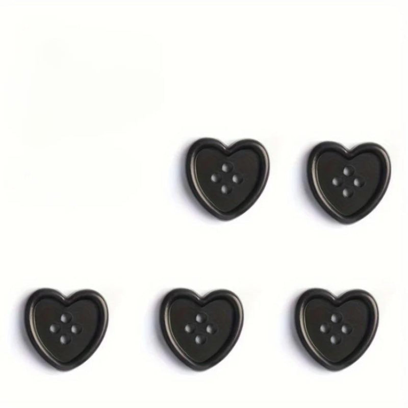 5pcs Heart Shaped Shank Buttons Red Beige Crafts & Clothing Repair