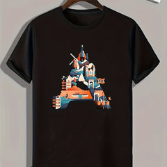 Castle Print Men's Graphic Tee for Summer