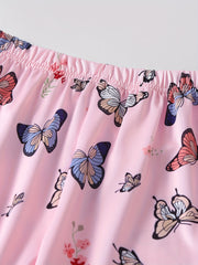 2pcs Toddler Girls Butterfly Print Loungewear Set