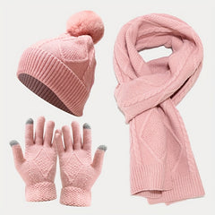 Unisex Winter Warm 3 Pc Set - Acrylic Dry Clean Outdoor Thermal Ensemble