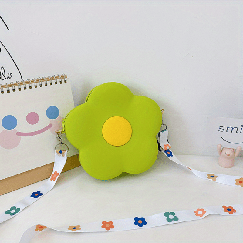 Kids Silicone Shoulder Bag Flower Diagonal Coin Purse Wallet