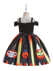 Halloween Witch Cosplay Costume & Bag Off shoulder A line Dress Kid's Dress Up
