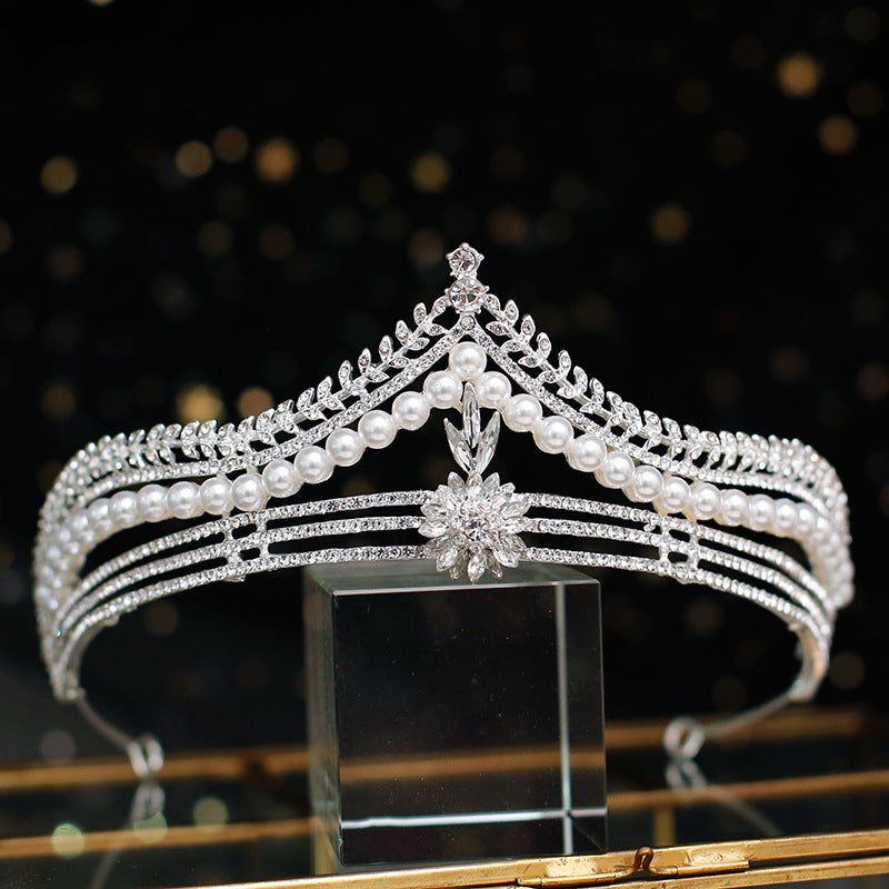 Faux Pearl Crystal Bridal Crown Hairband Party Favor Decorations
