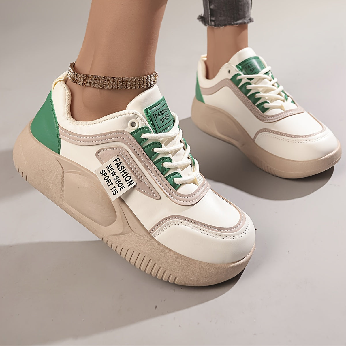 Faux Leather Heighten Skate Shoes Casual Chunky Sneakers