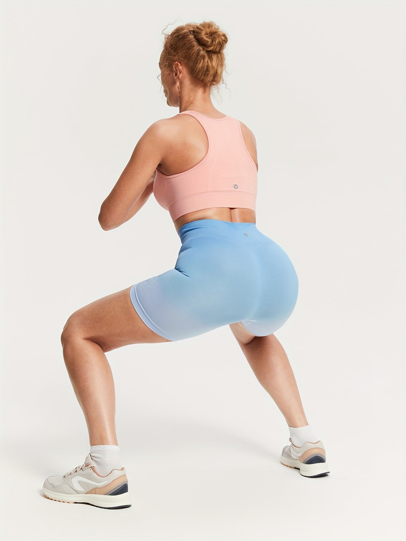 Ombre Seamless Biker Shorts High Waisted Slimming Workout Shorts