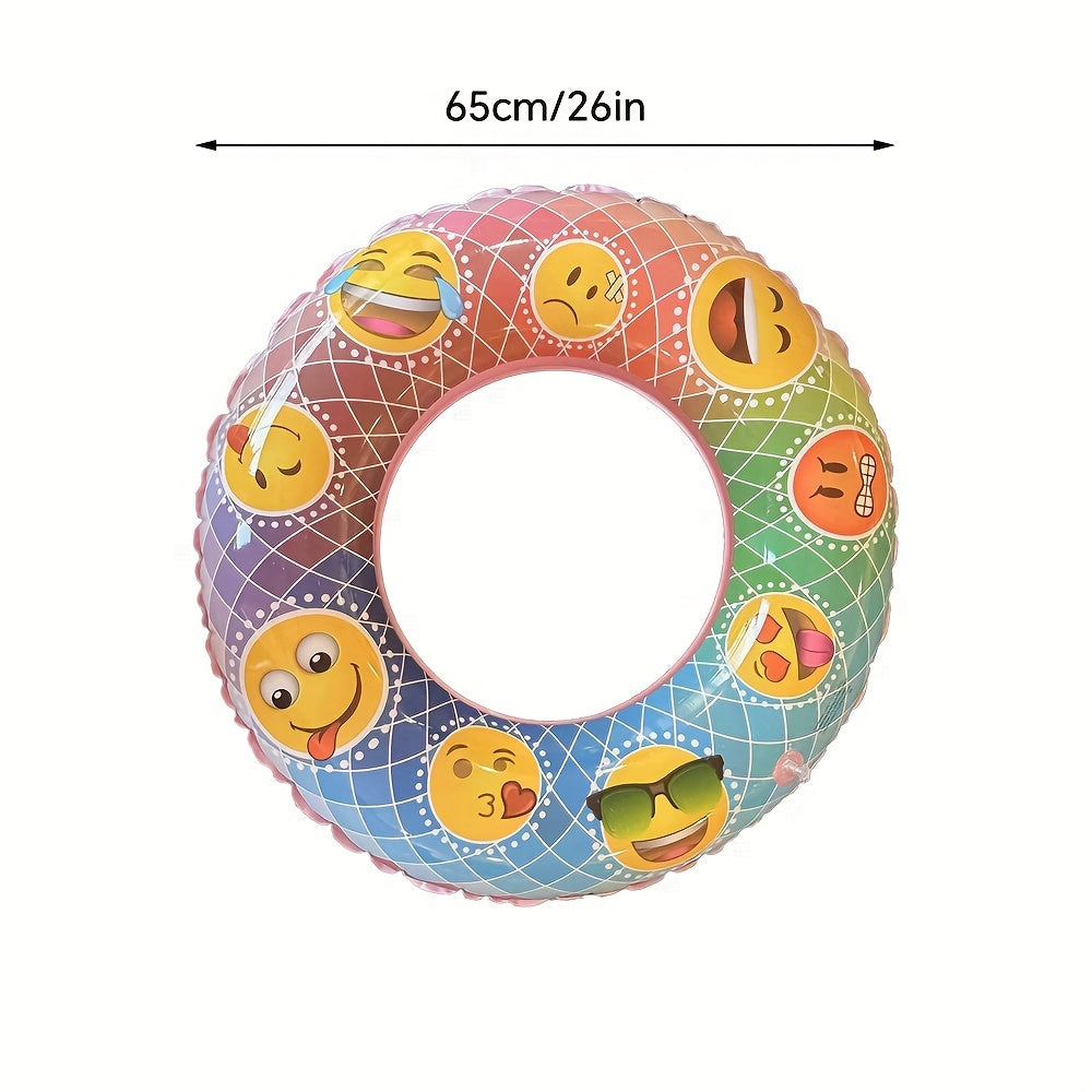 1pc Inflatable Smiley Face Swimming Ring Outdoor Pool Swim Ring