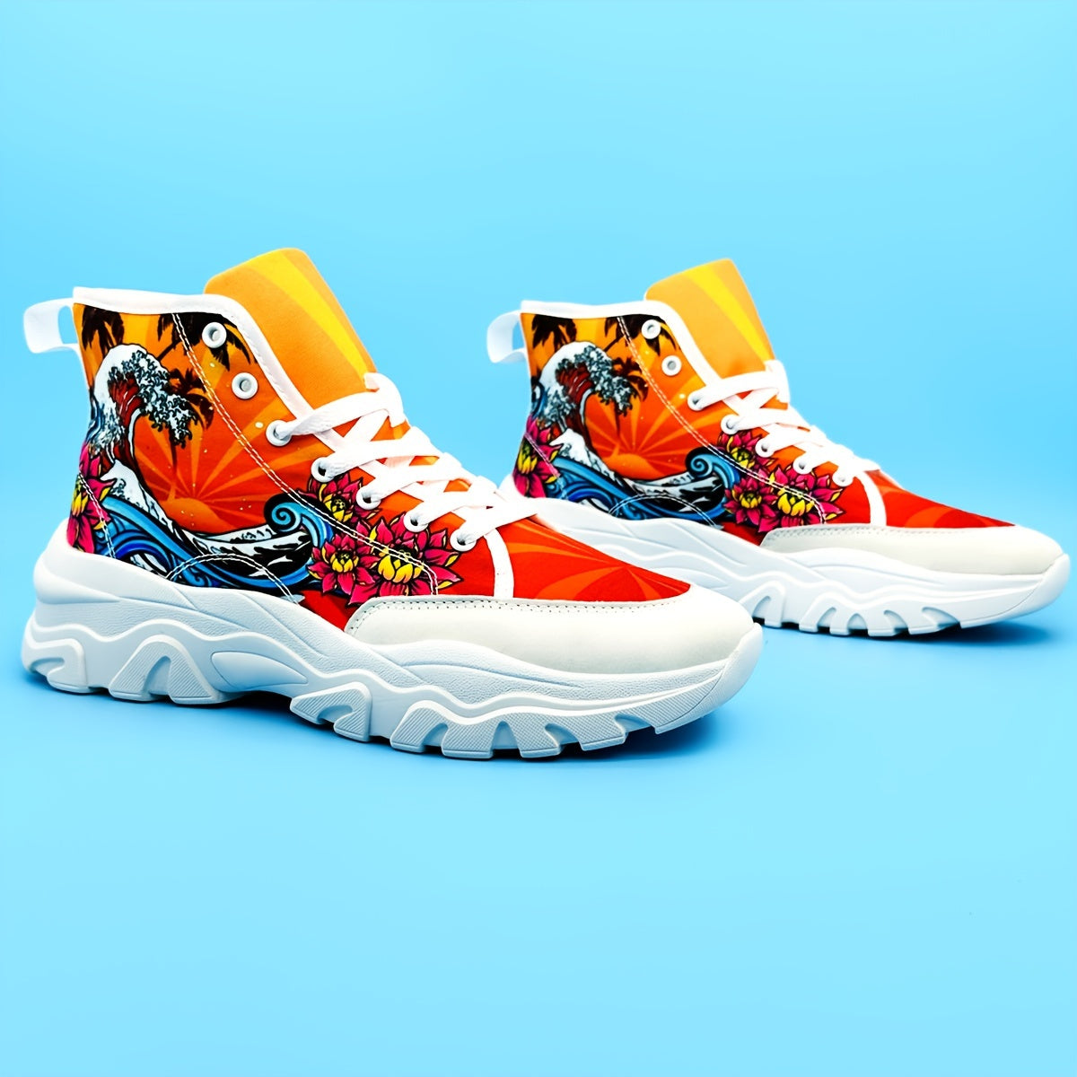 Graphic Print Lightweight Heighten Skate Shoes Casual Non Slip Chunky Sneakers