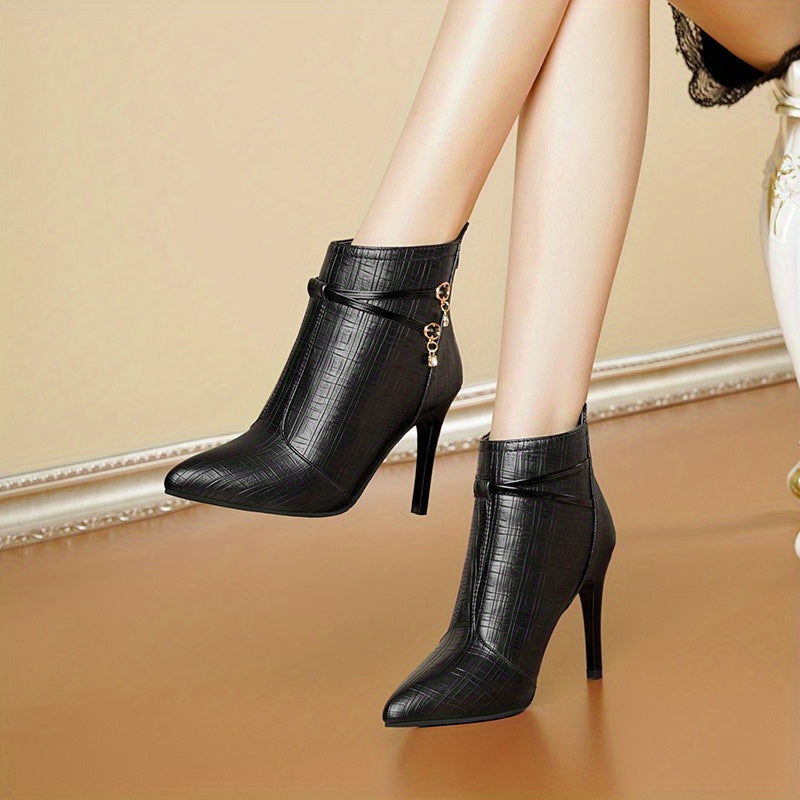 Stiletto Ankle Boots Pointed Toe Zipper High Heeled Boots