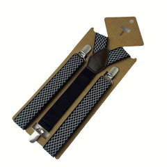 Men's Adjustable Elastic Suspenders w/ 3 Clips for Trousers Braces