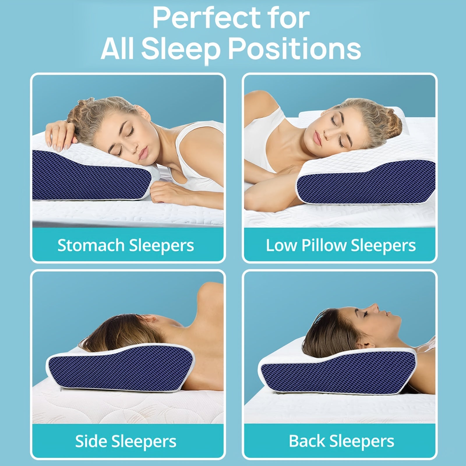 Contoured Memory Foam Pillow Neck Back Relax Improve Sleep Side Back Stomach