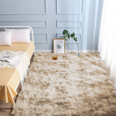 Large Tie Dyed Light Grey Shaggy Rug 78x74 Inch
