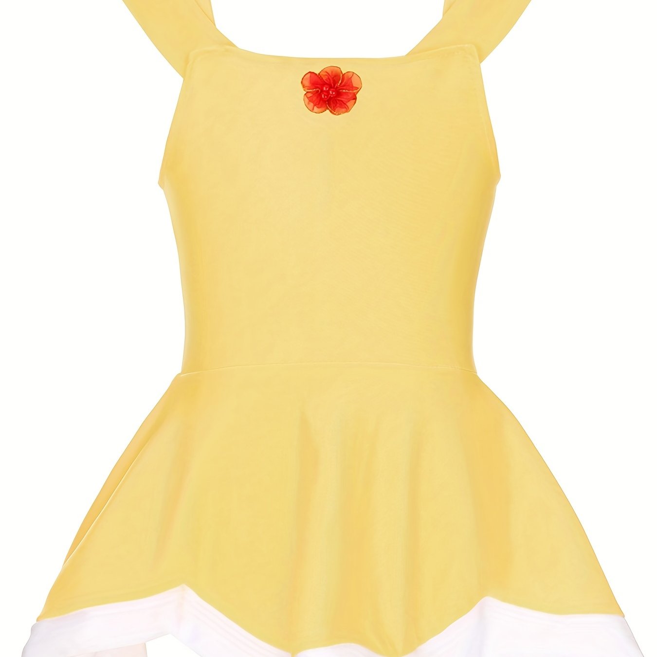 Girls 2pcs Swimsuit One Piece Tankini & Sequin Hairband Ruffle Dress