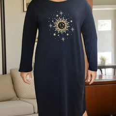 Sun Print Long Sleeve Lounge Dress
