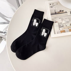 5 Pairs Alpaca Print Socks Comfy Women's Mid Tube Stockings