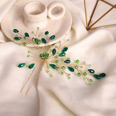Crystal Hair Pin Head Jewelry U shaped Hairpin Ponytail Holder Hair Accessories