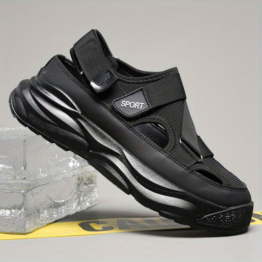 Men's Breathable Chunky Slip-On Sandals with Hook & Loop Strap
