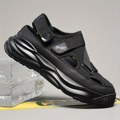 Men's Breathable Chunky Slip-On Sandals with Hook & Loop Strap