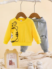 Boys Cartoon Print Sweatshirt Top Trousers Set Toddler Baby Outfit