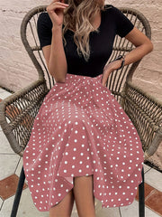 Polka Dot Print Dress Casual Short Sleeve Women's Clothing