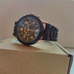 Quartz Watch with Triple Dial and Silicone Band