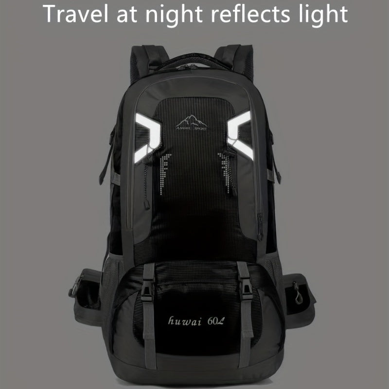 60L Large Capacity Hiking Backpack Waterproof Sports Bag with Headphone Hole