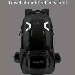 60L Large Capacity Hiking Backpack Waterproof Sports Bag with Headphone Hole