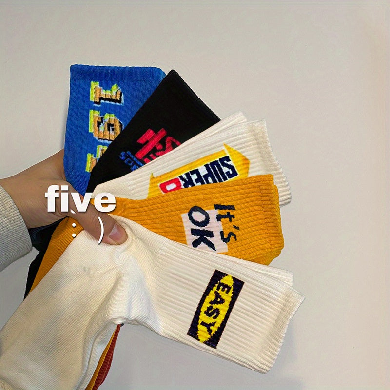 10 Pairs Letter Print Mid Tube Socks Women's Stockings