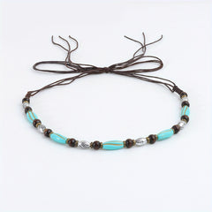 Retro Literary Style DIY Rope With Hat Circle Wooden Beads String Rope Ornament