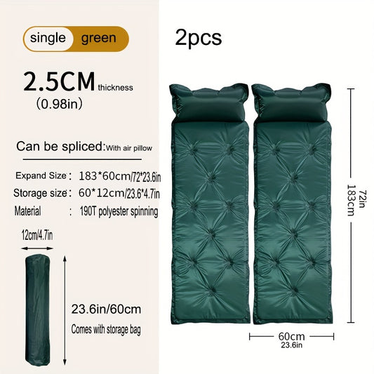 2pcs Camping Sleeping Pads Lightweight Mattress with Pillow for Backpacking