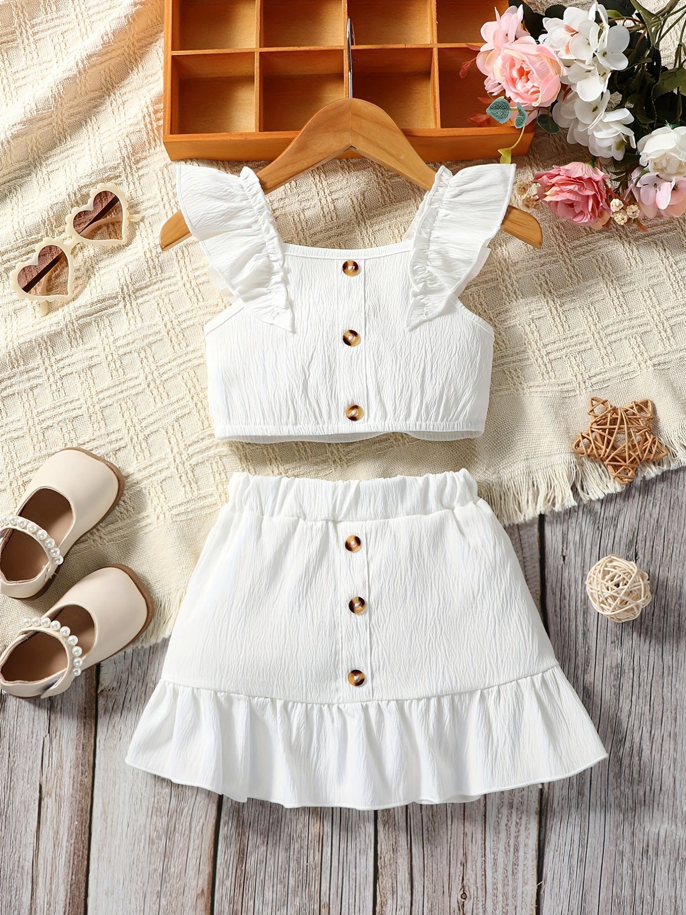 Baby Girl Ruffle Sleeve Top & Puffy Skirt Set