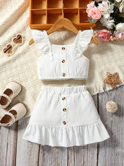 Baby Girl Ruffle Sleeve Top & Puffy Skirt Set