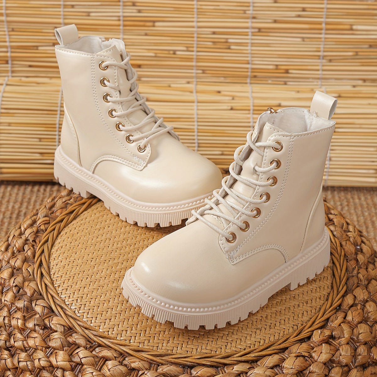 Stylish Girls' High Top Leather Combat Boots for Fall Winter