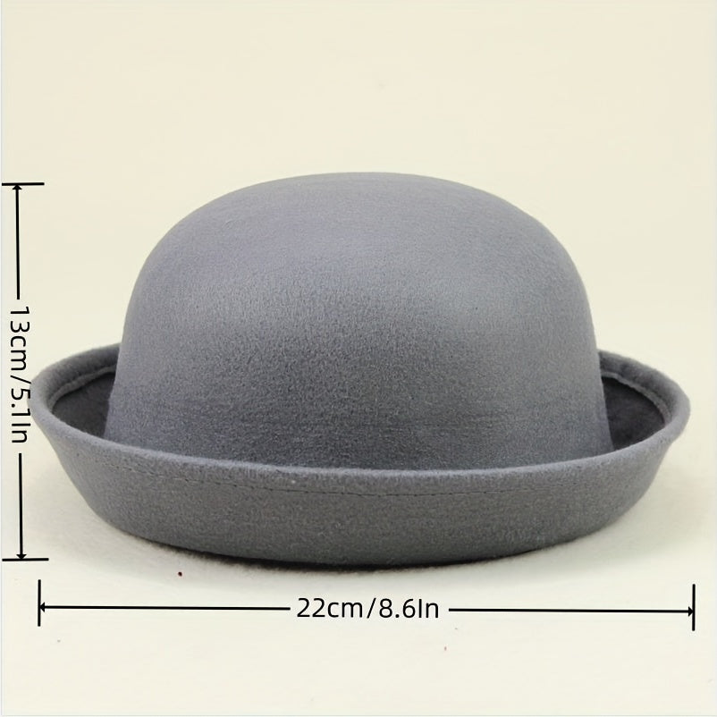 Vintage Rolled Brim Fedora Cap Lightweight Solid Jazz Hat For Women