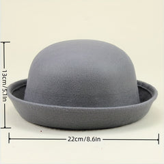 Vintage Rolled Brim Fedora Cap Lightweight Solid Jazz Hat For Women