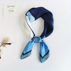 Flower Print Square Scarf Block Neckerchief Silk Bandana Head Wrap