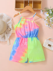 Toddler Girls Tie Dye Halter Romper for Beach Vacation