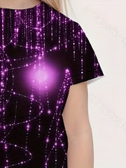 Girls 3D Print Short Sleeve T shirt Comfy Pullover Tops