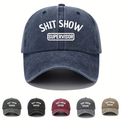 Vintage Funny Letters Print Baseball Cap Washed Distressed Dad Hat