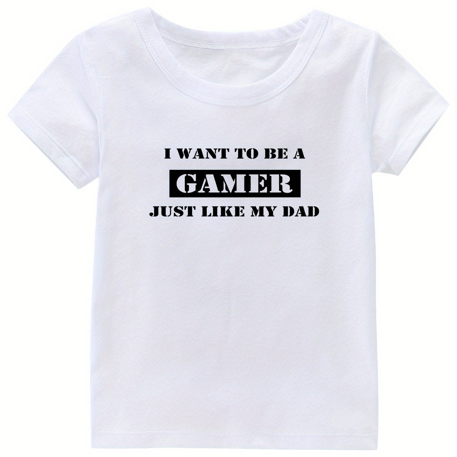 Gamer Print Girl's Cotton T shirt Casual Slight Stretch Tee