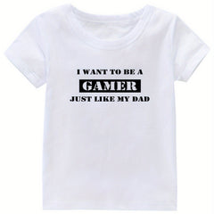 Gamer Print Girl's Cotton T shirt Casual Slight Stretch Tee