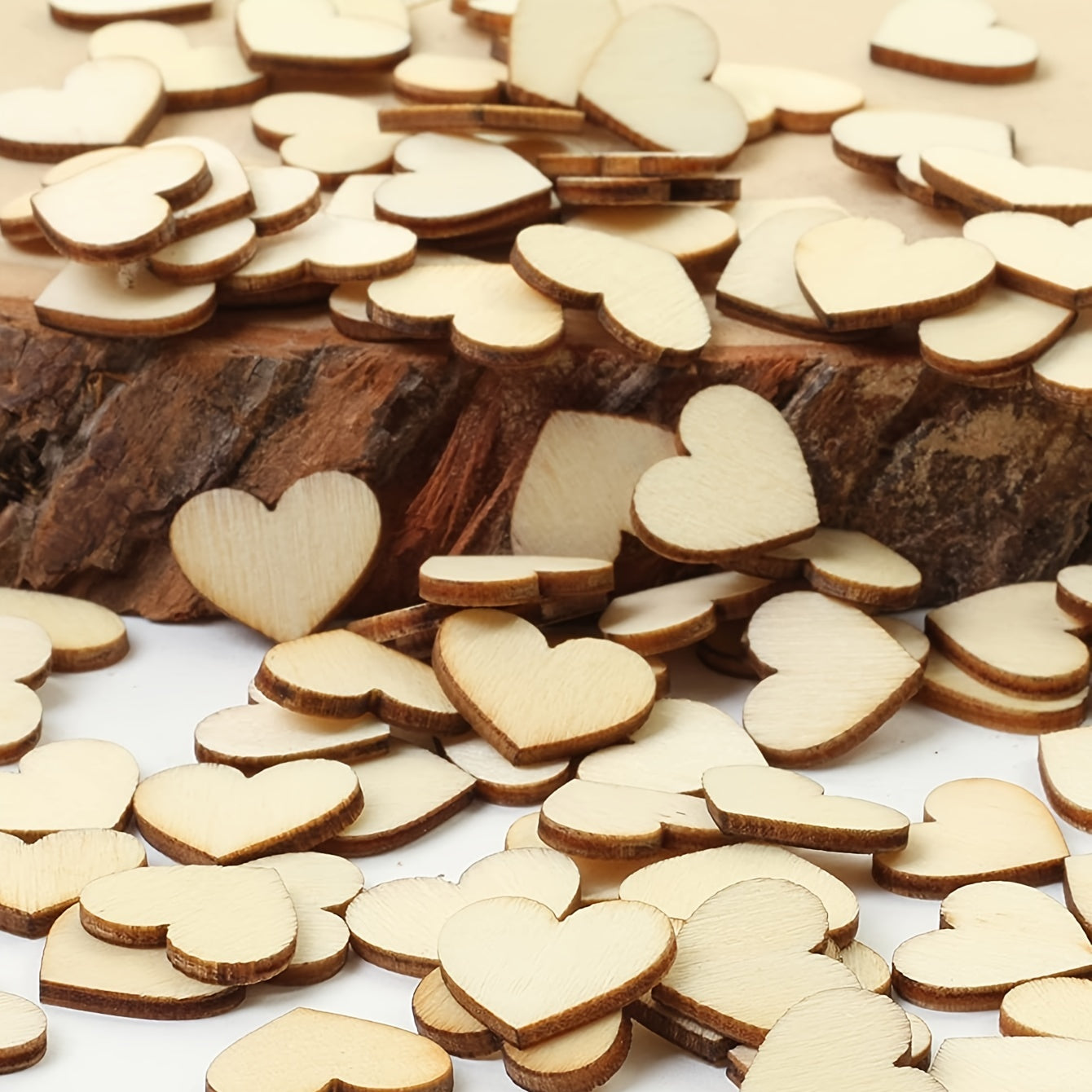 100pcs Wooden Peach Heart Shaped Desktop Decoration Wedding Art Craft