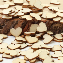 100pcs Wooden Peach Heart Shaped Desktop Decoration Wedding Art Craft